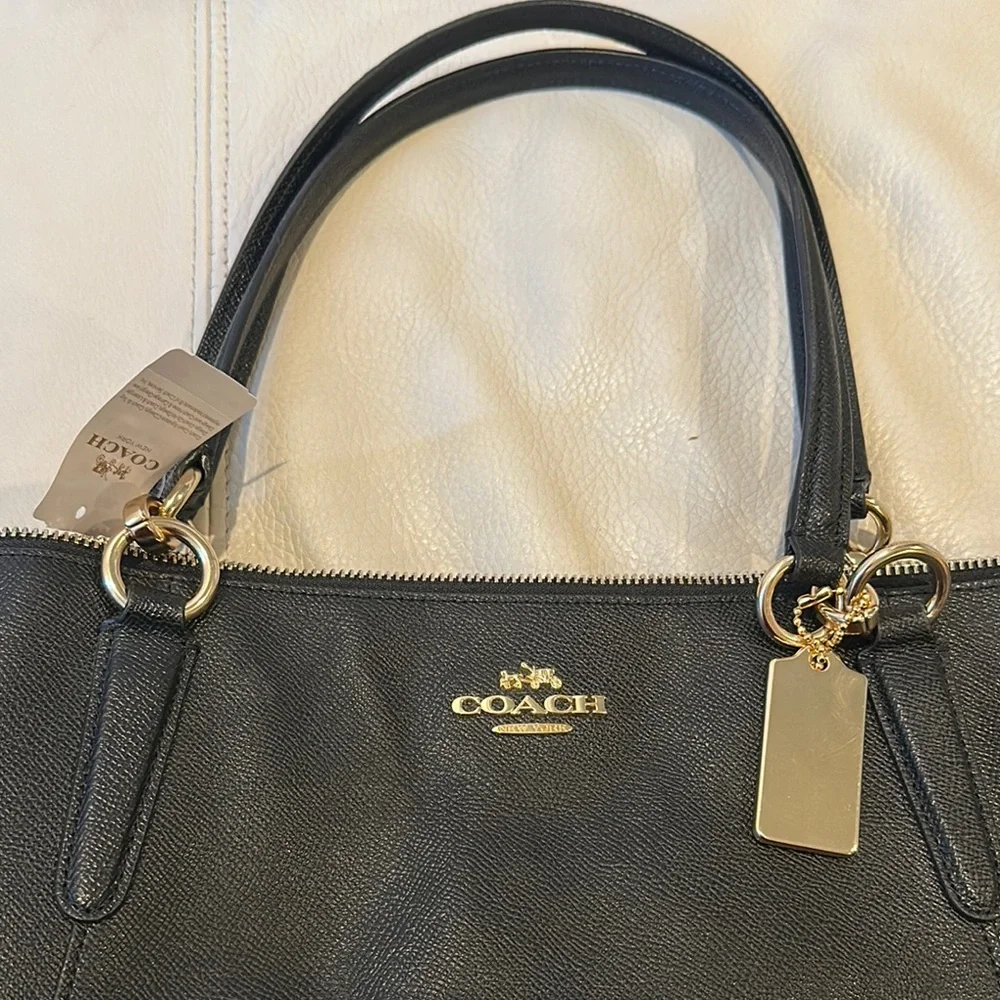Coach Black Leather Structured Tote - Picture 6 of 6